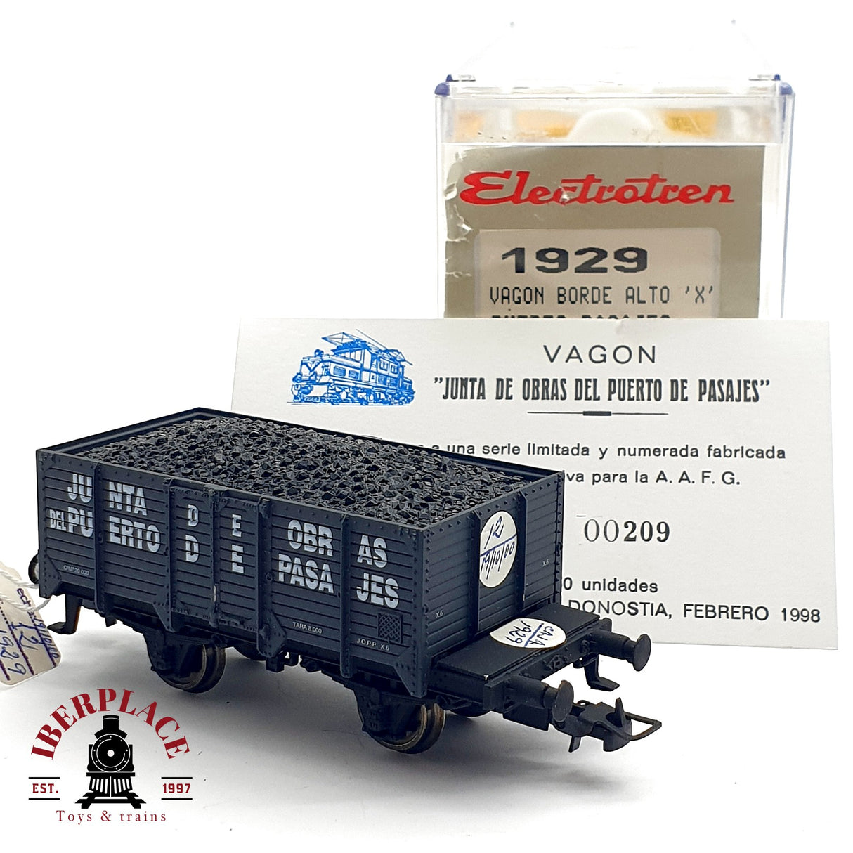 ♻️ DC Electrotren 1929 vagón abierto puerto pasajes con carbón RENFE H0 escala 1:87 A28