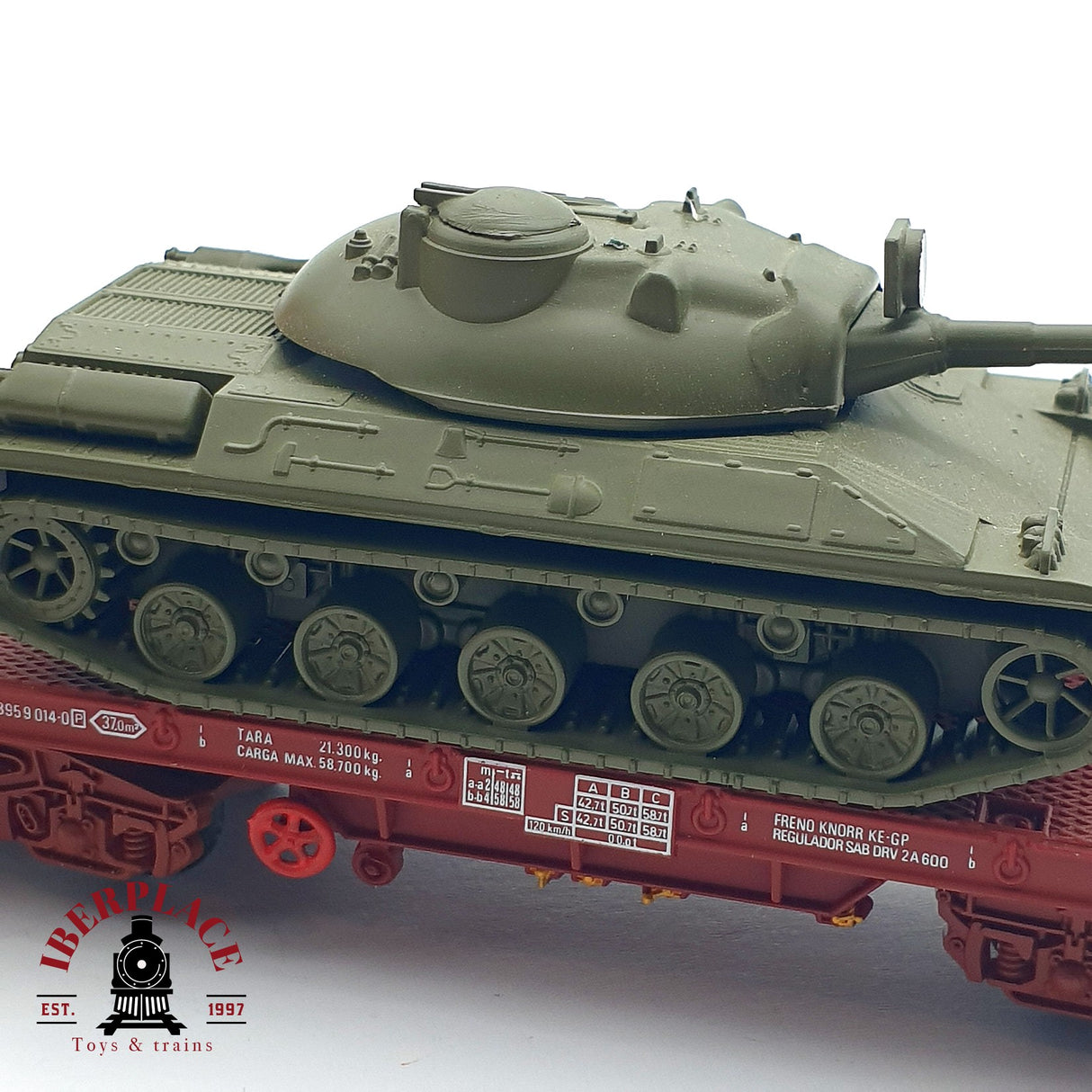 ♻️ DC Electrotren vagón plataforma con tanque militar  RENFE H0 escala 1:87 A28