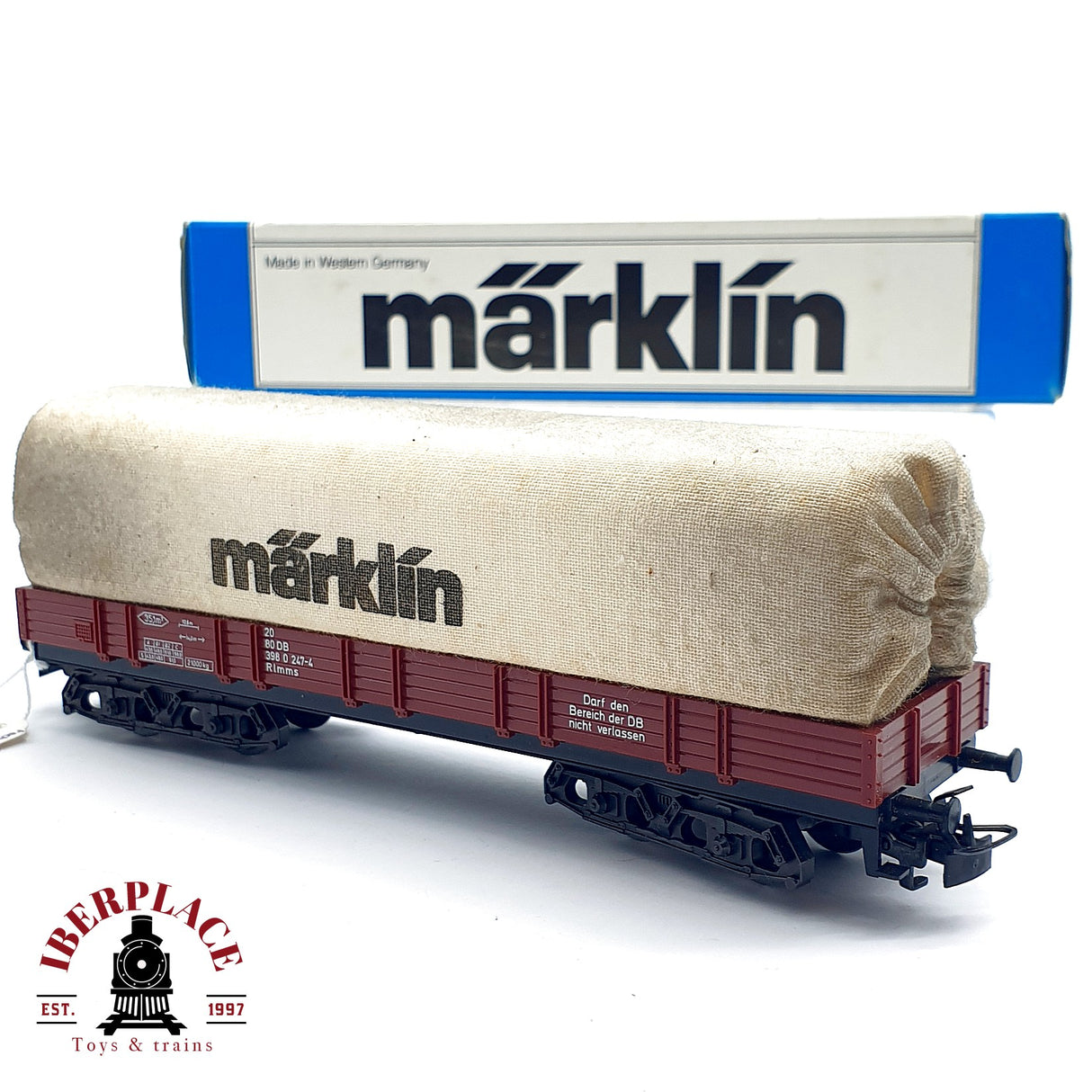 ♻️ AC Märklin 4475 vagón plataforma con lona DB 398 H0 escala 1:87 A28