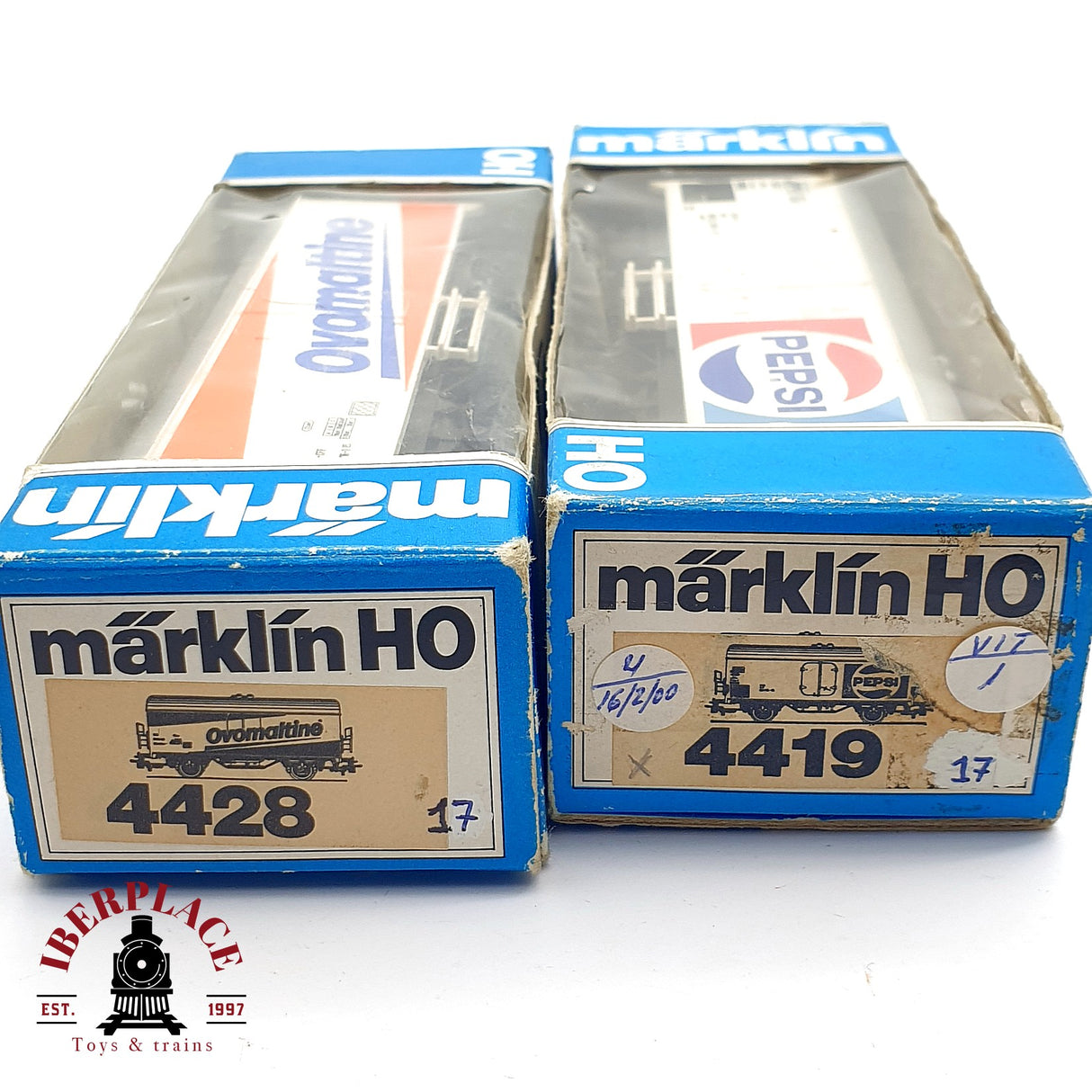 ♻️ 2x AC Märklin 4428 4419 vagones cerrados ovamaltine y pepsi SBB CFF H0 escala 1:87 A28
