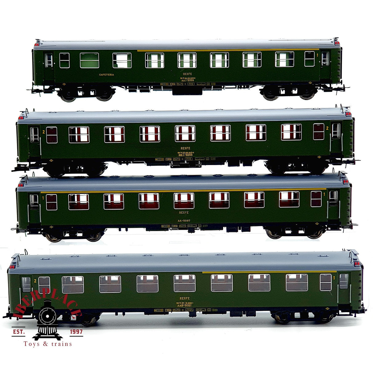 ♻️ 4x DC Electrotren vagones pasajeros y cafetería Clases 1-2 RENFE H0 escala 1:87 A28