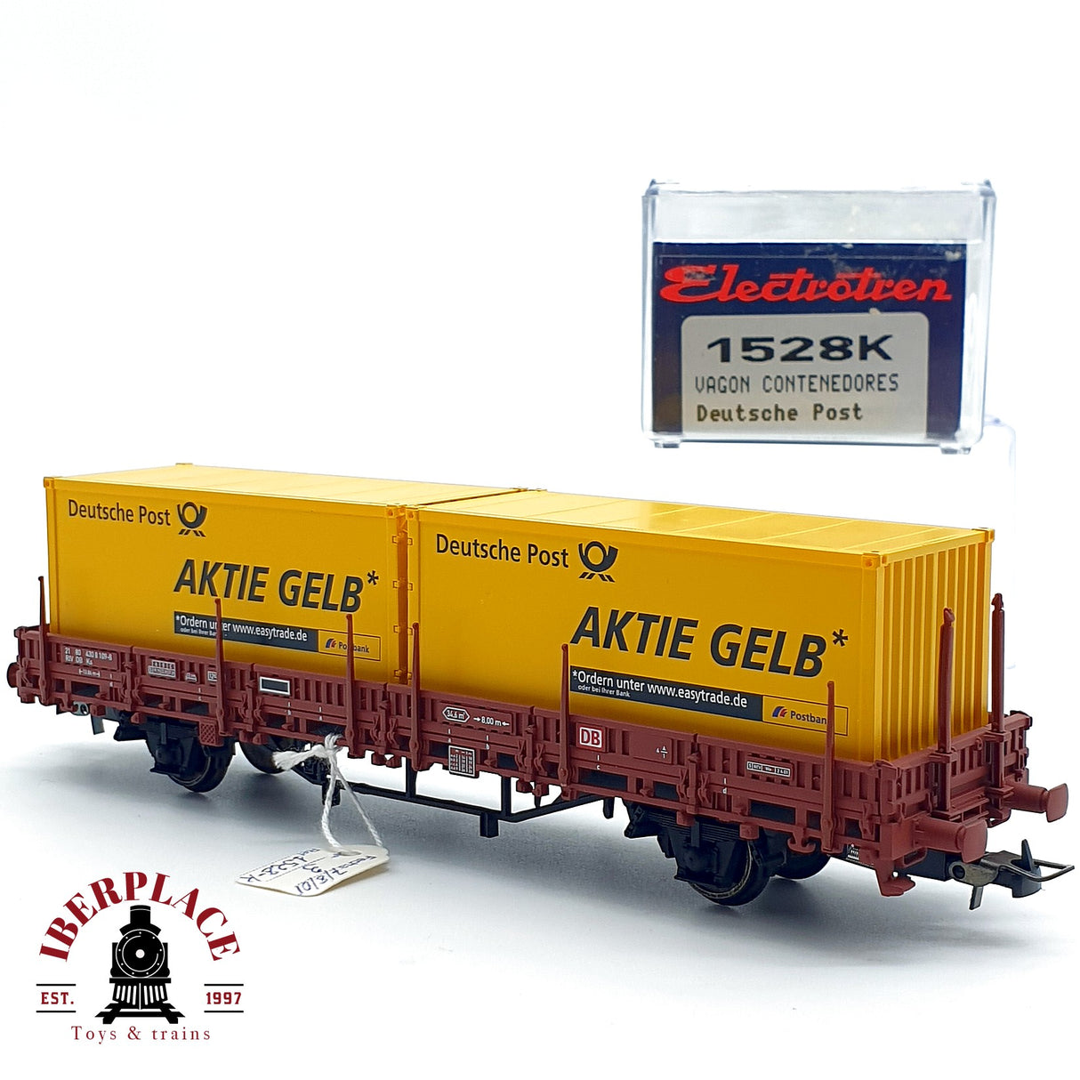 ♻️ DC Electrotren 1528K vagón contenedores Deutsche Post DB H0 escala 1:87 A28