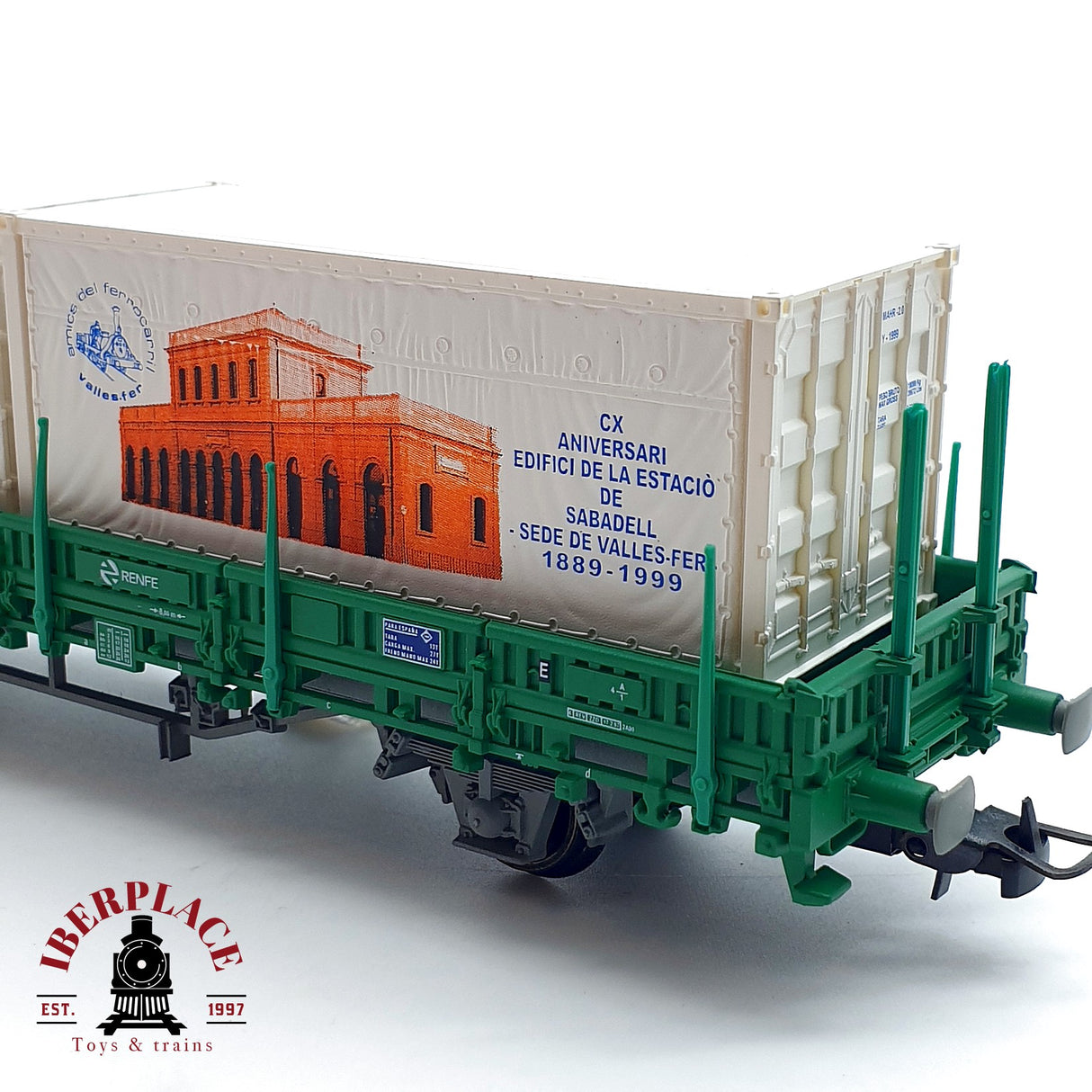 ♻️ DC Electrotren 1445K vagón contenedores estación sabadell RENFE H0 escala 1:87 A28