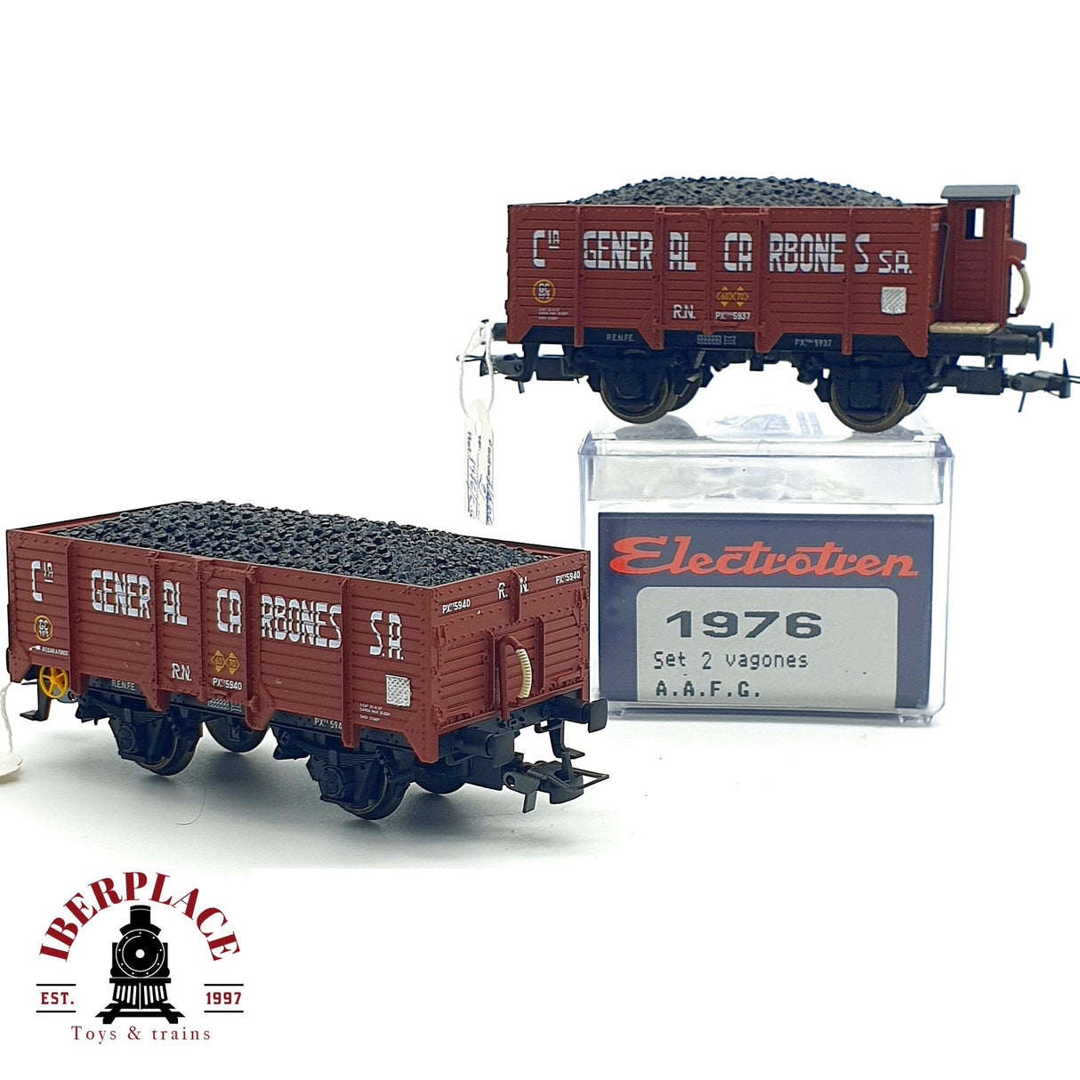 ♻️ DC Electrotren 1976 dos vagones General carbones RENFE RN H0 escala 1:87 A28