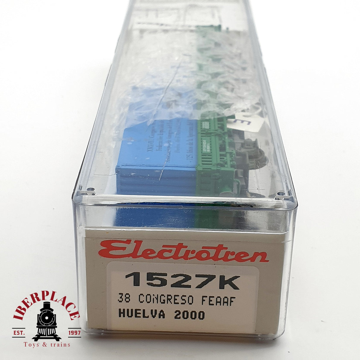 ♻️ DC Electrotren 1527K vagón contenedores congreso Feaaf Huelva 2000 RENFE H0 escala 1:87 A28