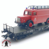 🆕 Märklin - AC 48755 vagón plataforma + camión de bomberos ruedas aisladas podría usarse en DC H0 escala 1:87