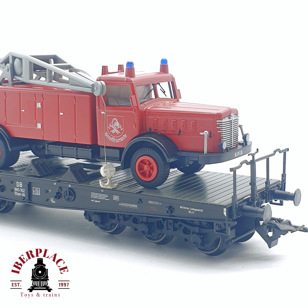🆕 Märklin - AC 48671 vagón plataforma + camión de bomberos ruedas aisladas podría usarse en DC H0 escala 1:87