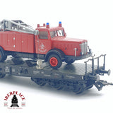 🆕 Märklin - AC 48671 vagón plataforma + camión de bomberos ruedas aisladas podría usarse en DC H0 escala 1:87