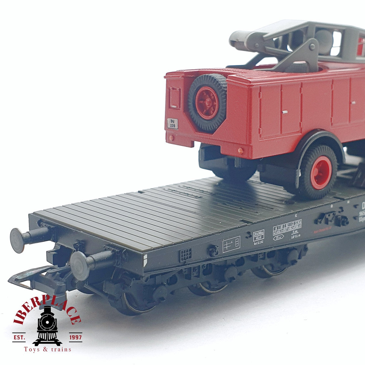 🆕 Märklin - AC 48671 vagón plataforma + camión de bomberos ruedas aisladas podría usarse en DC H0 escala 1:87