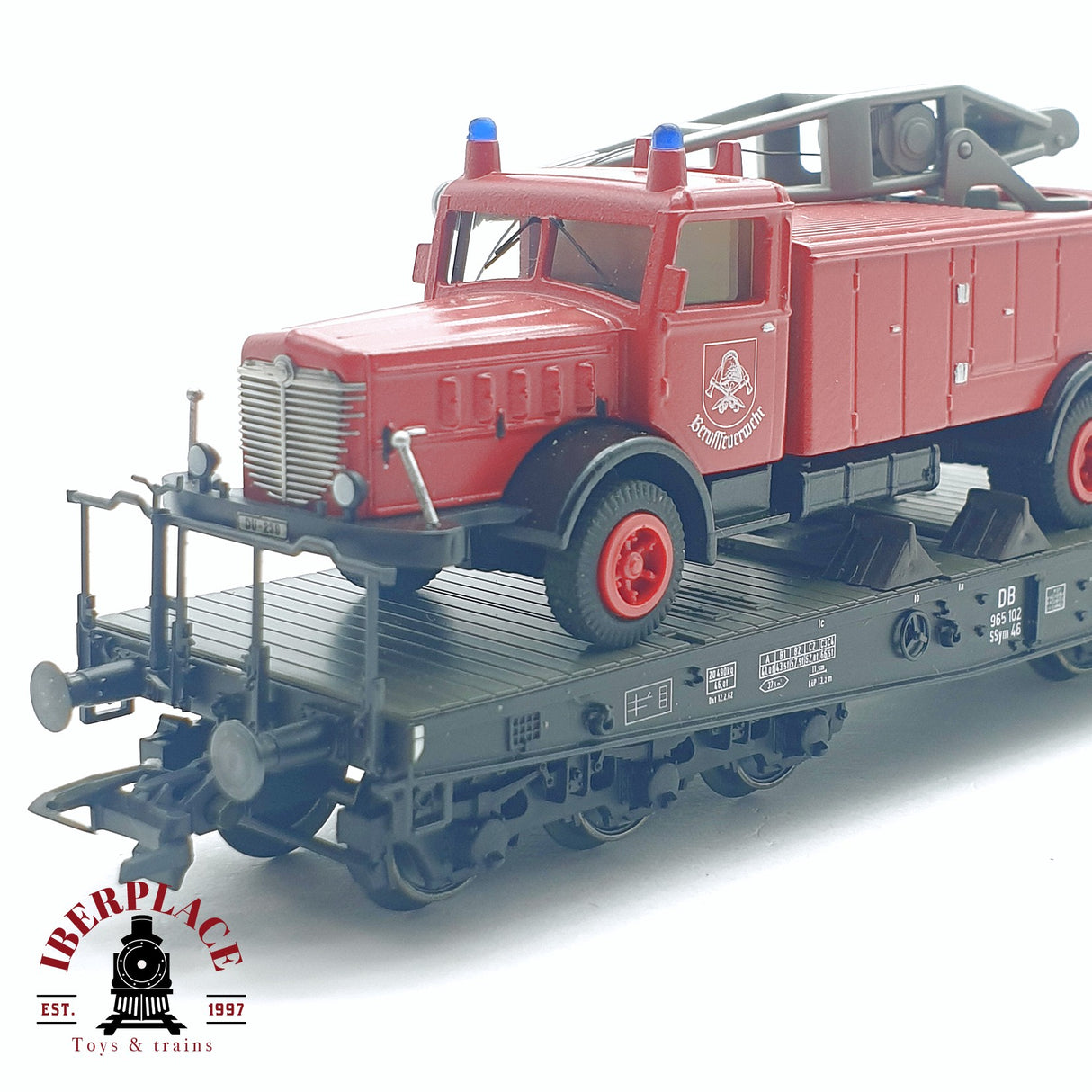 🆕 Märklin - AC 48671 vagón plataforma + camión de bomberos ruedas aisladas podría usarse en DC H0 escala 1:87