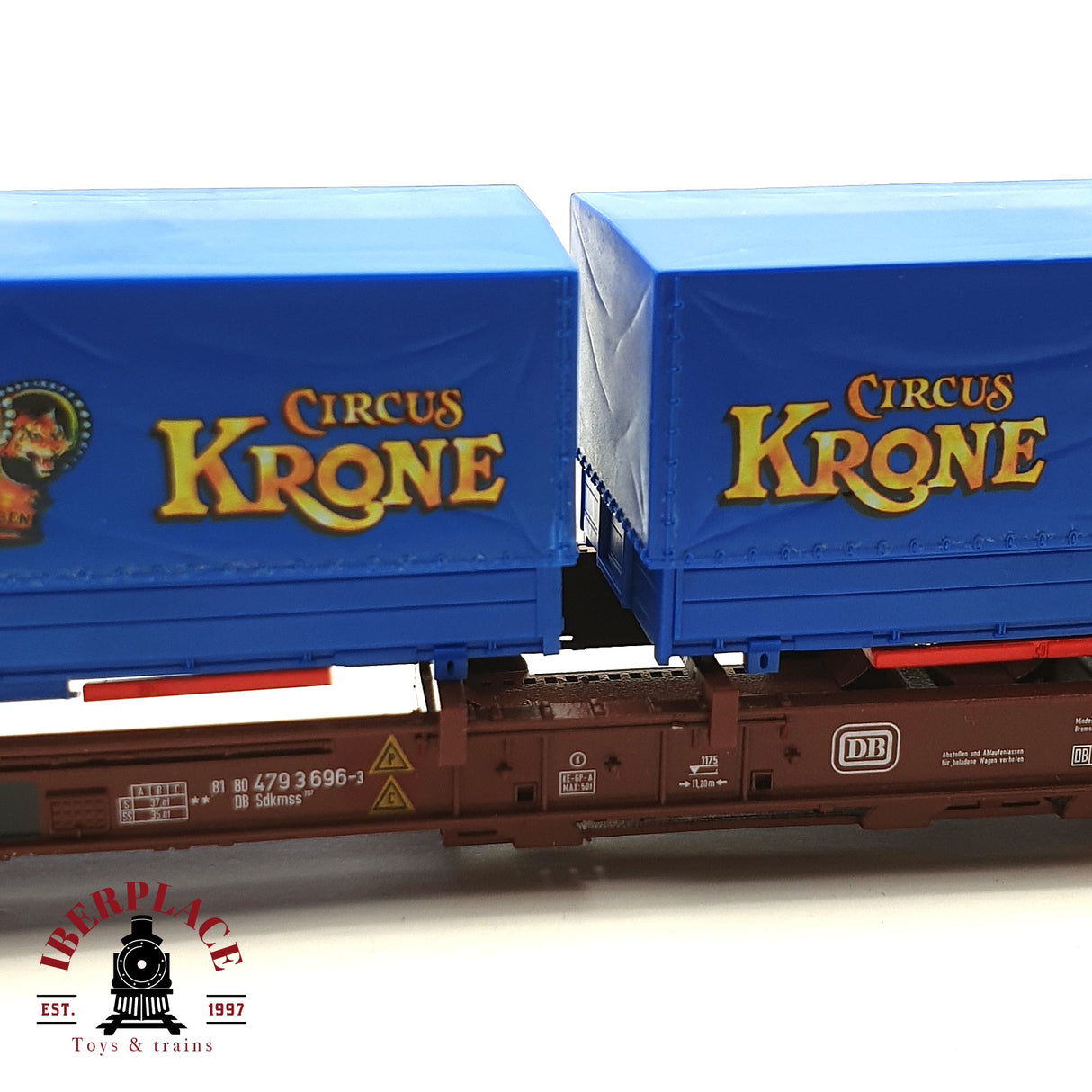 ♻️ 2da mano - DC Roco vagón contenedor Krone Circus DB H0 escala 1:87 E15