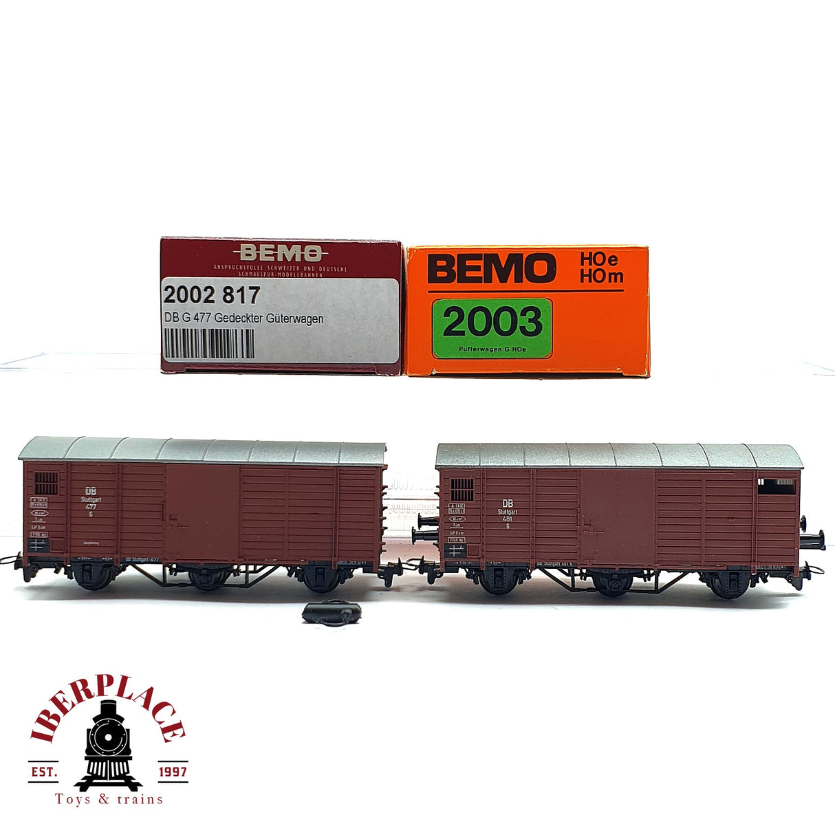 ♻️ 2da mano - BEMO 2x vagones mercancias DB 481 477 H0e H0m escala 1:87 E15