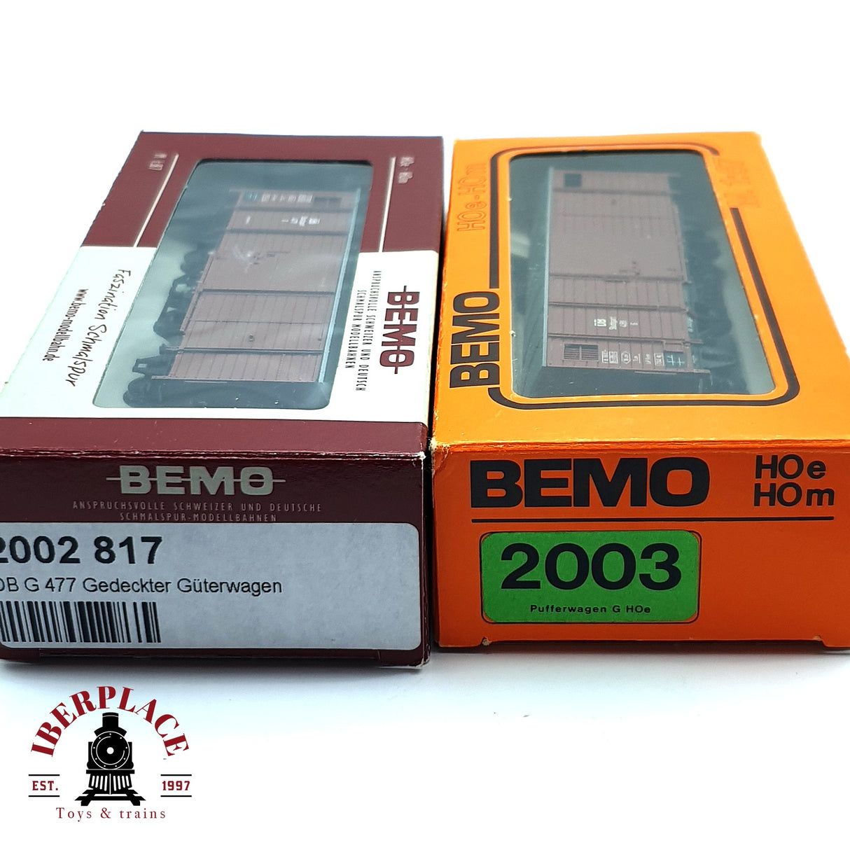 ♻️ 2da mano - BEMO 2x vagones mercancias DB 481 477 H0e H0m escala 1:87 E15