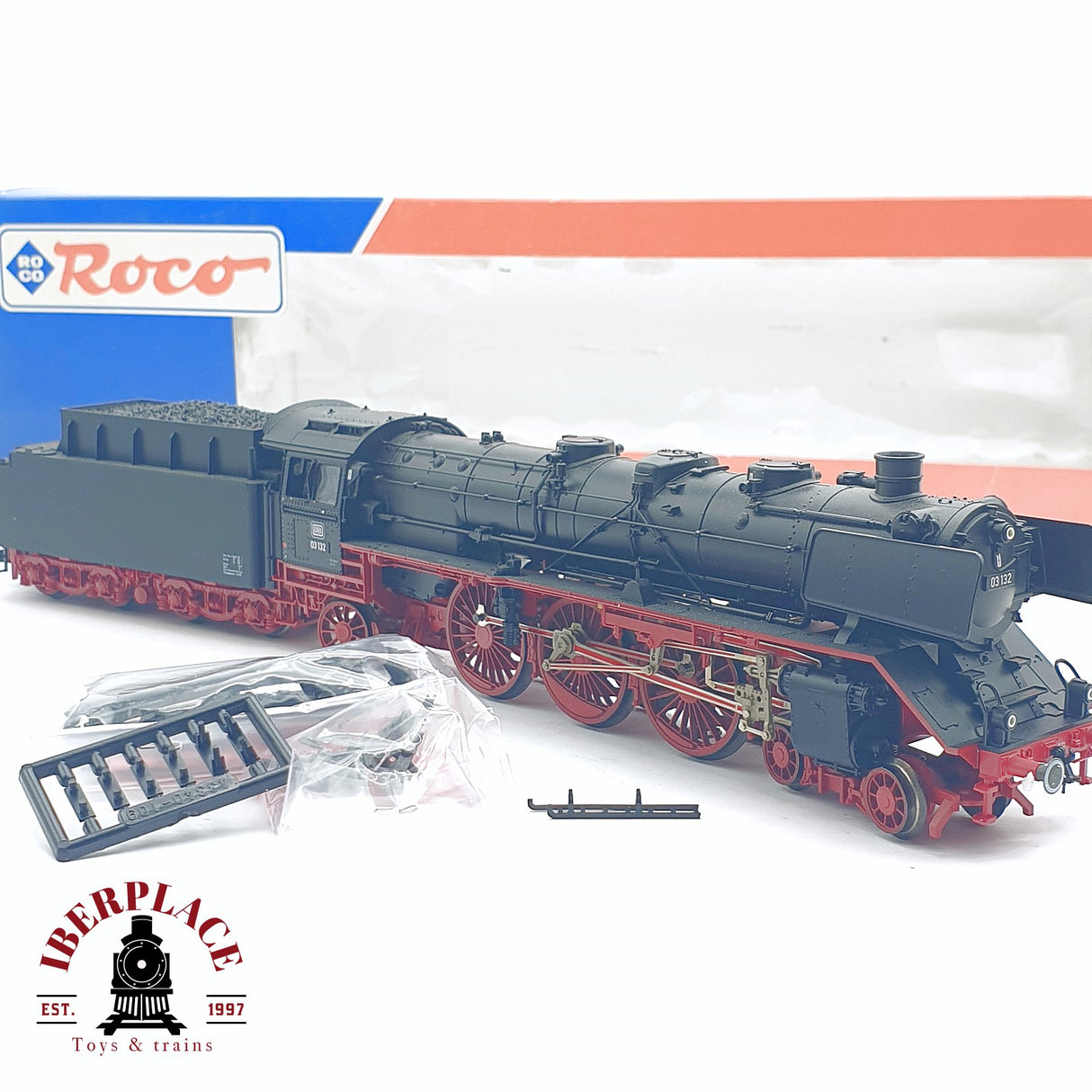 ♻️ 2da mano - DC Roco 43340 Locomotora de vapor DB BR 03 132 Negra H0 escala 1:87