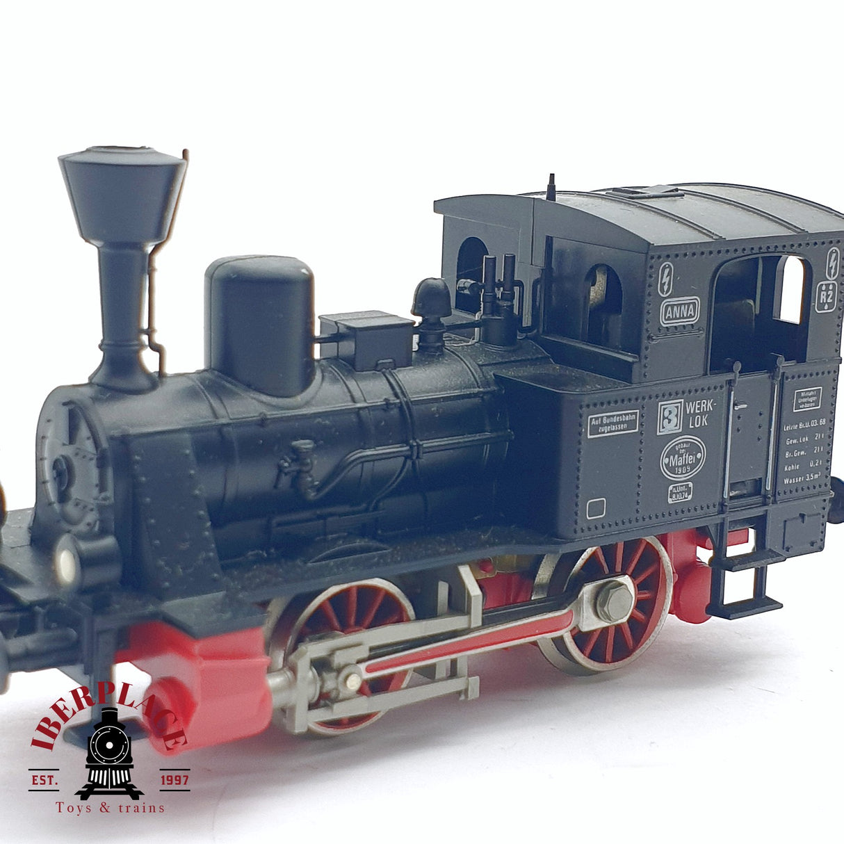 ♻️ 2da mano - DC Fleischmann 4000 Locomotora de vapor ANNA werk-lok Negra H0 escala 1:87