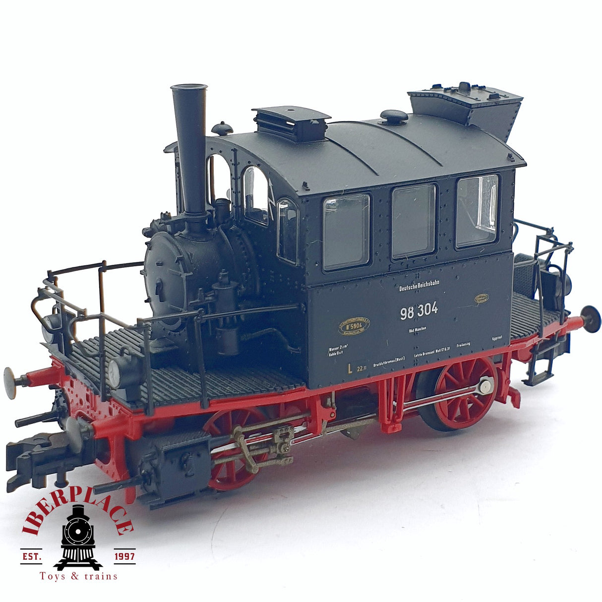 ♻️ 2da mano - DC Roco Locomotora de vapor DR 98 304 Negra H0 escala 1:87