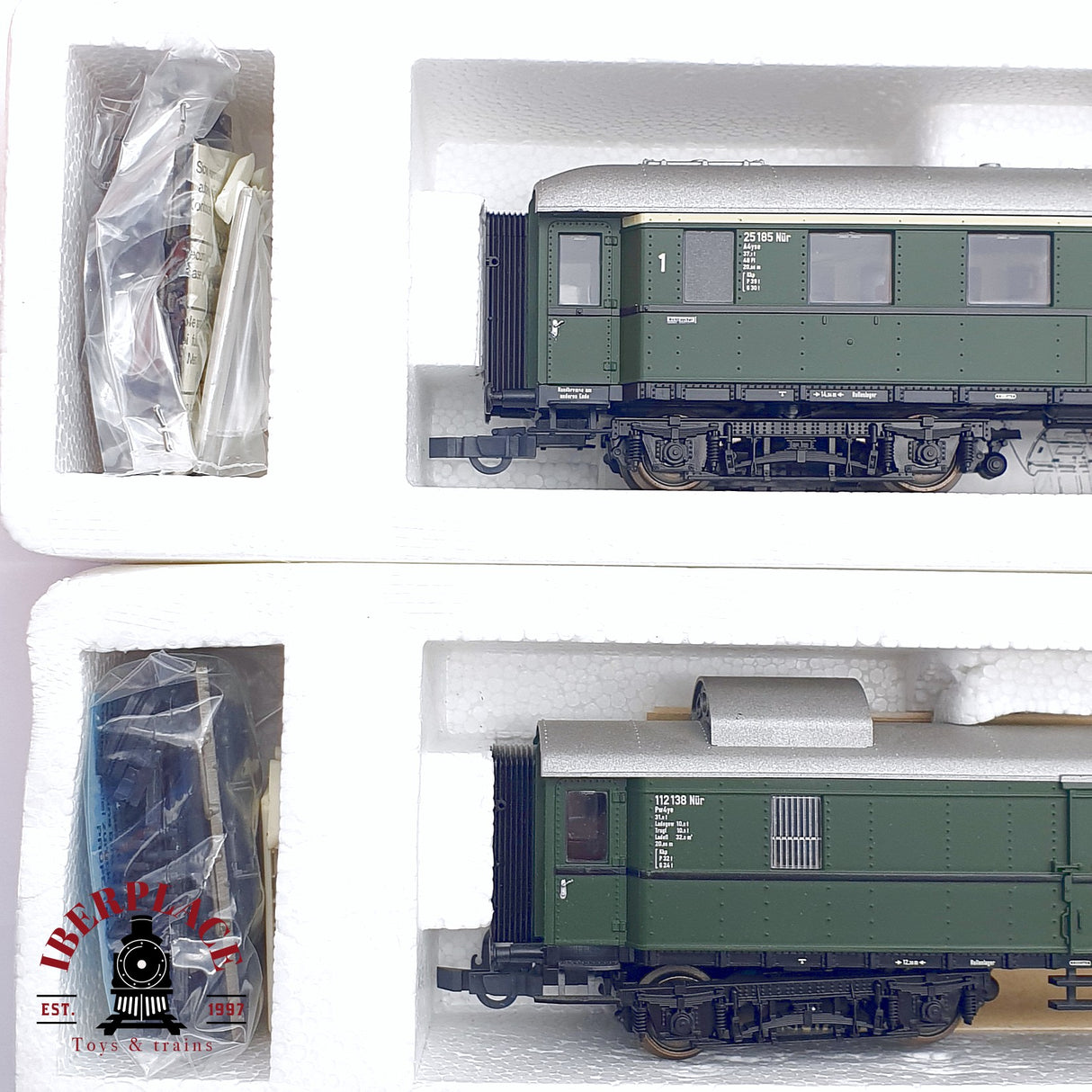 ♻️ 2da mano - DC 5x Roco vagones pasajeros DB clase 1-2 verde H0 escala 1:87