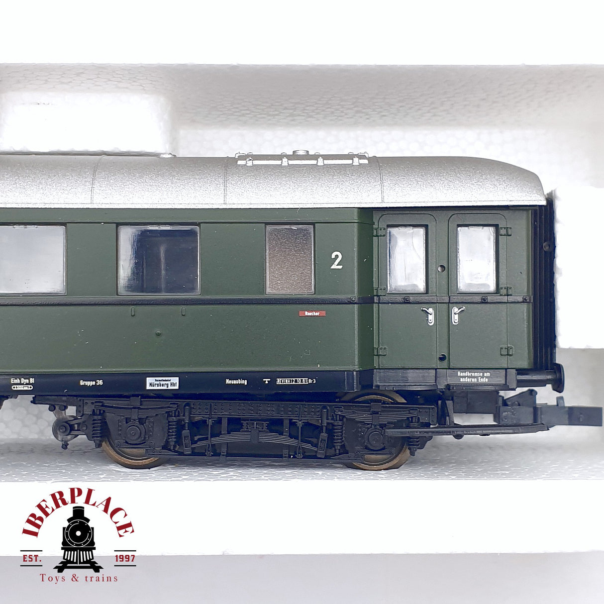 ♻️ 2da mano - DC 5x Roco vagones pasajeros DB clase 1-2 verde H0 escala 1:87