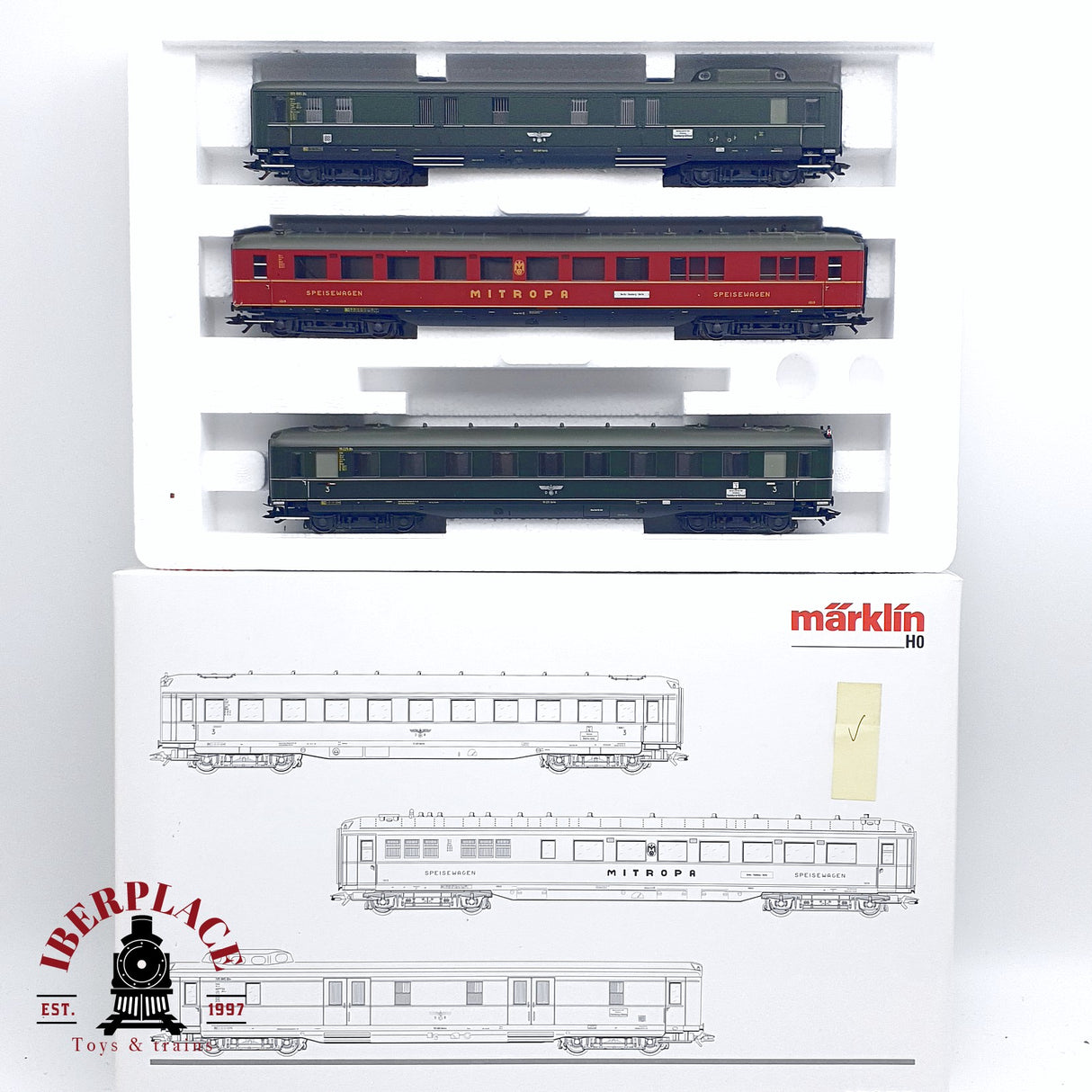 ♻️ 2da mano - Märklin 43258 Set de vagones de tren rápido Berlín-Hamburg Restaurante DR H0 escala 1:87