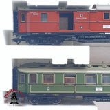 ♻️ 2da mano - AC Fleischmann 1885 Set locomotora P.St.B. 2810 vagones pasajeros H0 escala 1:87