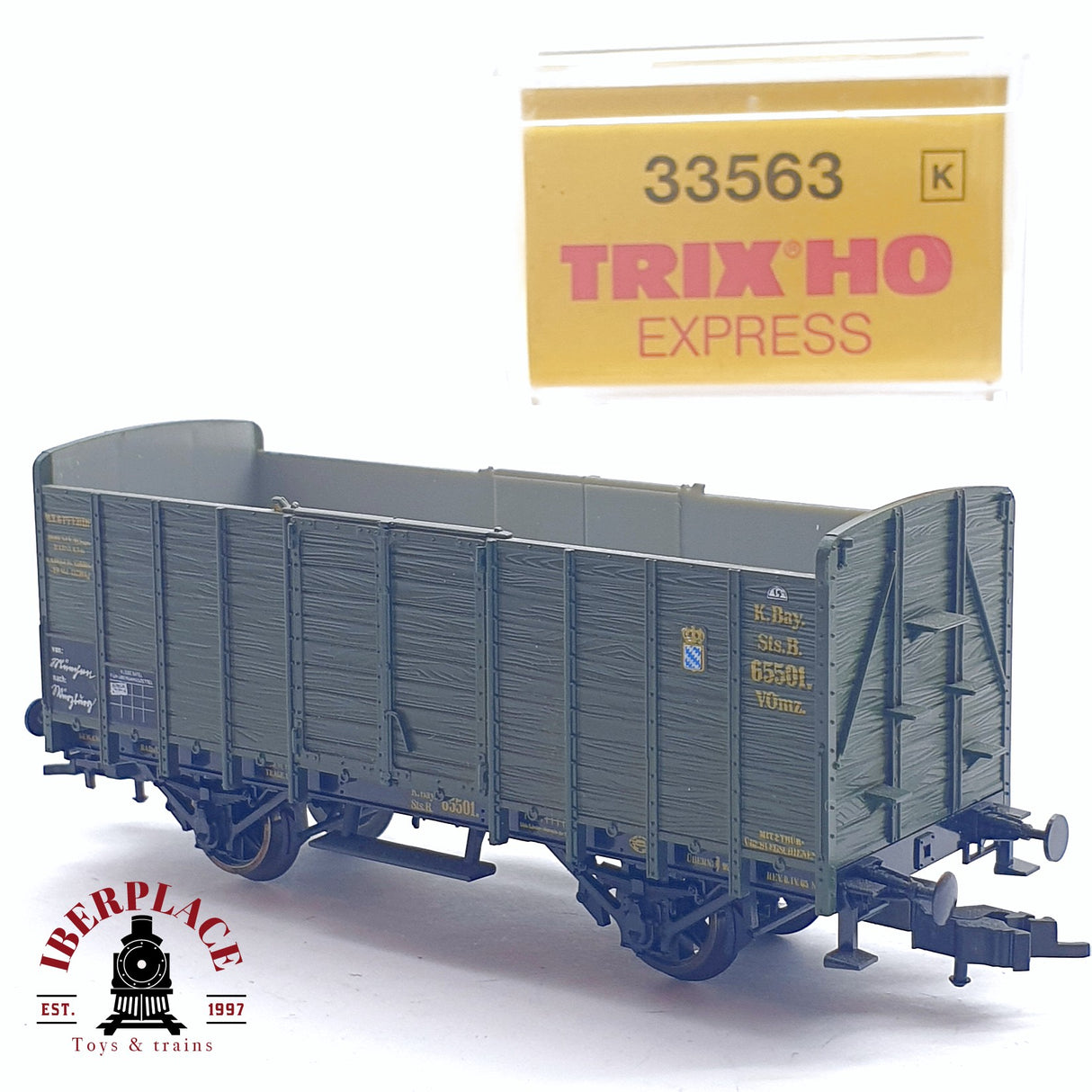 ♻️ 2da mano - DC Trix 33563 vagon abierto K.Bay.Sts.B 65501  H0 escala 1:87