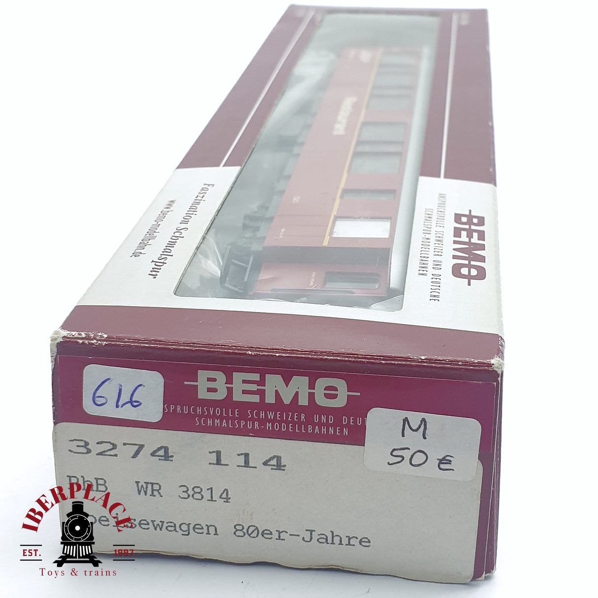 ♻️ 2da mano - DC BEMO 3274 114 coche restaurante Rhb rojo H0m/H0n3 escala