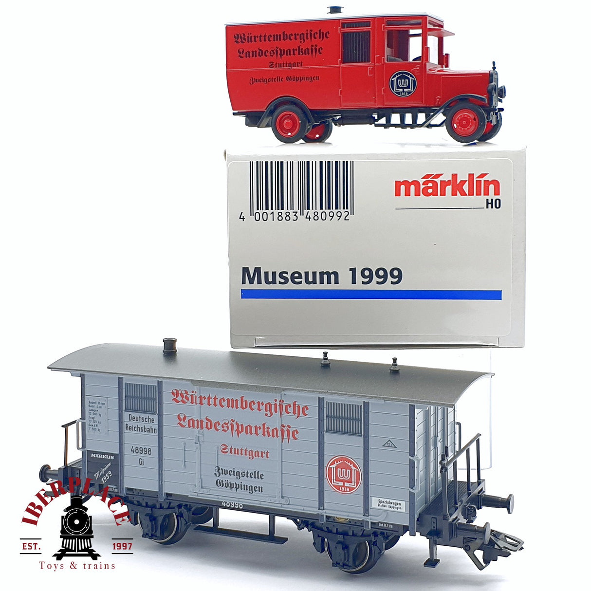 ♻️ 2da mano - Märklin Museum 1999 vagón mercancias Göppingen 48998 DR H0 escala 1:87