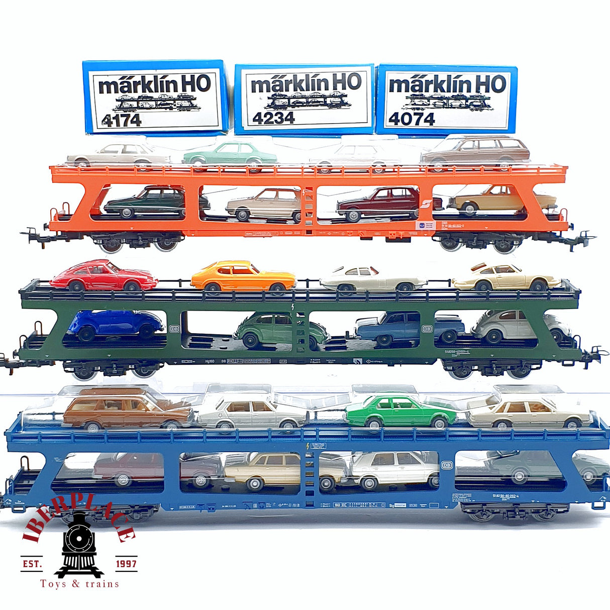 ♻️ 2da mano - Märklin 3x vagones transporte de coches con coches ÖBB DB H0 escala 1:87