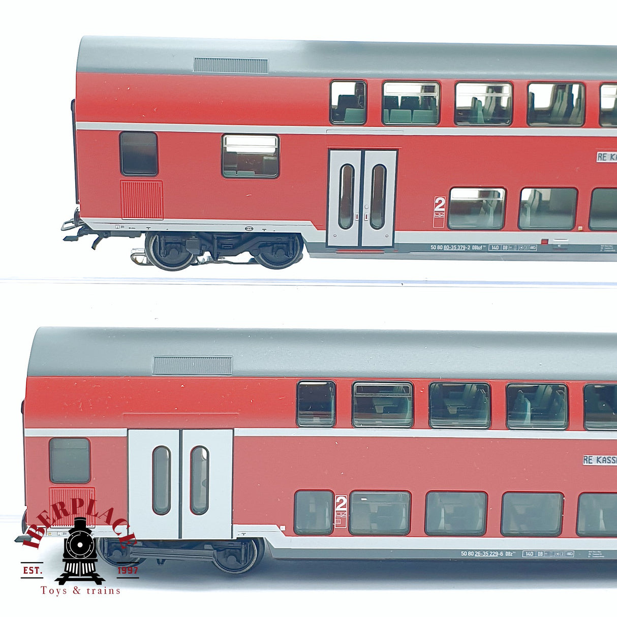 ♻️ 2da mano - Märklin 2x vagones de pasajero de doble piso Re Kassel HBF DB H0 escala 1:87