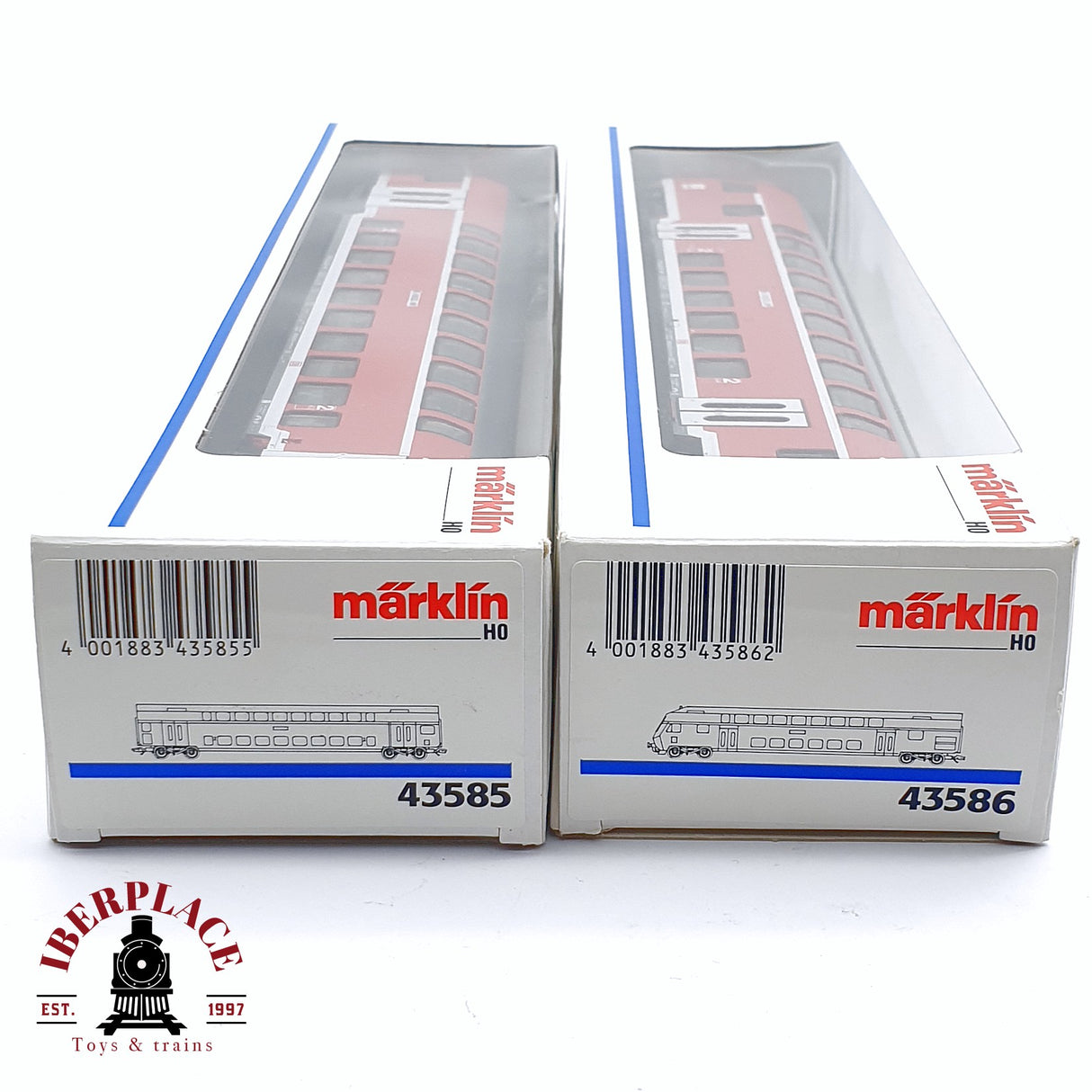 ♻️ 2da mano - Märklin 2x vagones de pasajero de doble piso Re Kassel HBF DB H0 escala 1:87