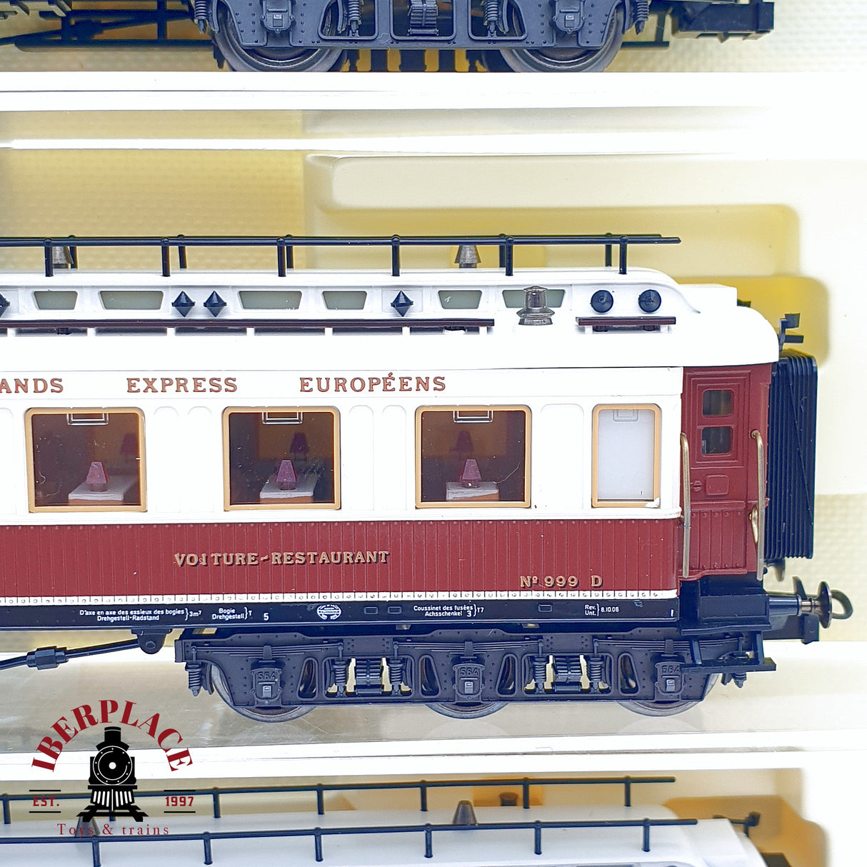 ♻️ 2da mano - AC Trix 5x vagones restaurante camas salón compañía internacional wagons Lits H0 escala 1:87