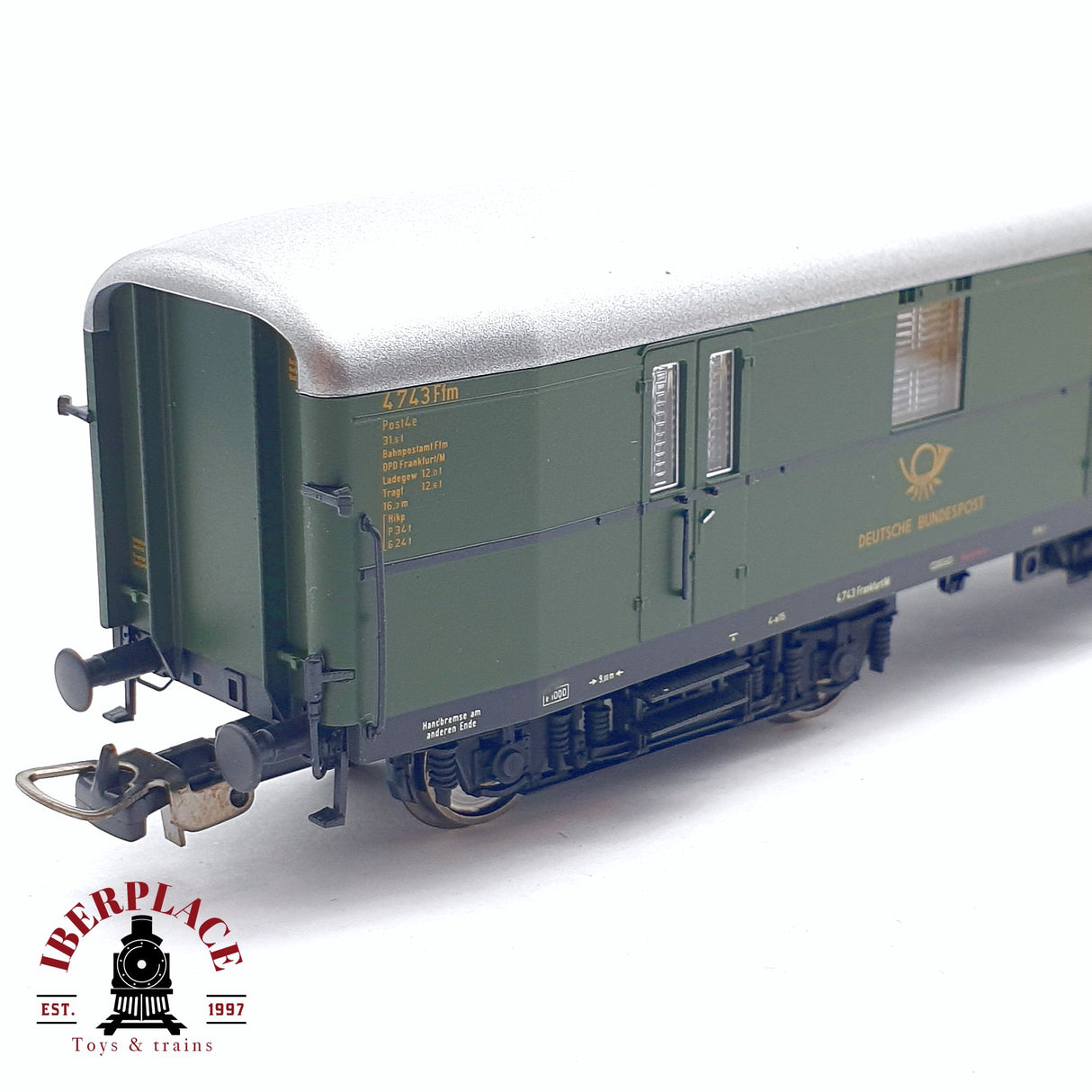 ♻️ 2da mano - DC PIKO 53221 vagón correos 4-a/15 DBP Epoca III verde H0 escala 1:87