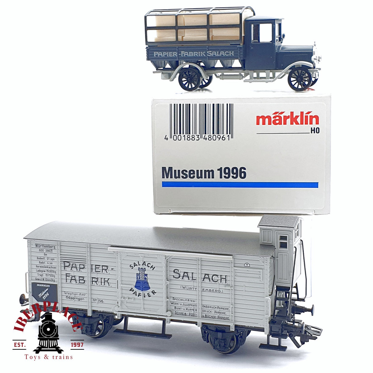 ♻️ 2da mano - Märklin Museum 1996 vagón especial Papier Fabrik Salach H0 escala 1:87