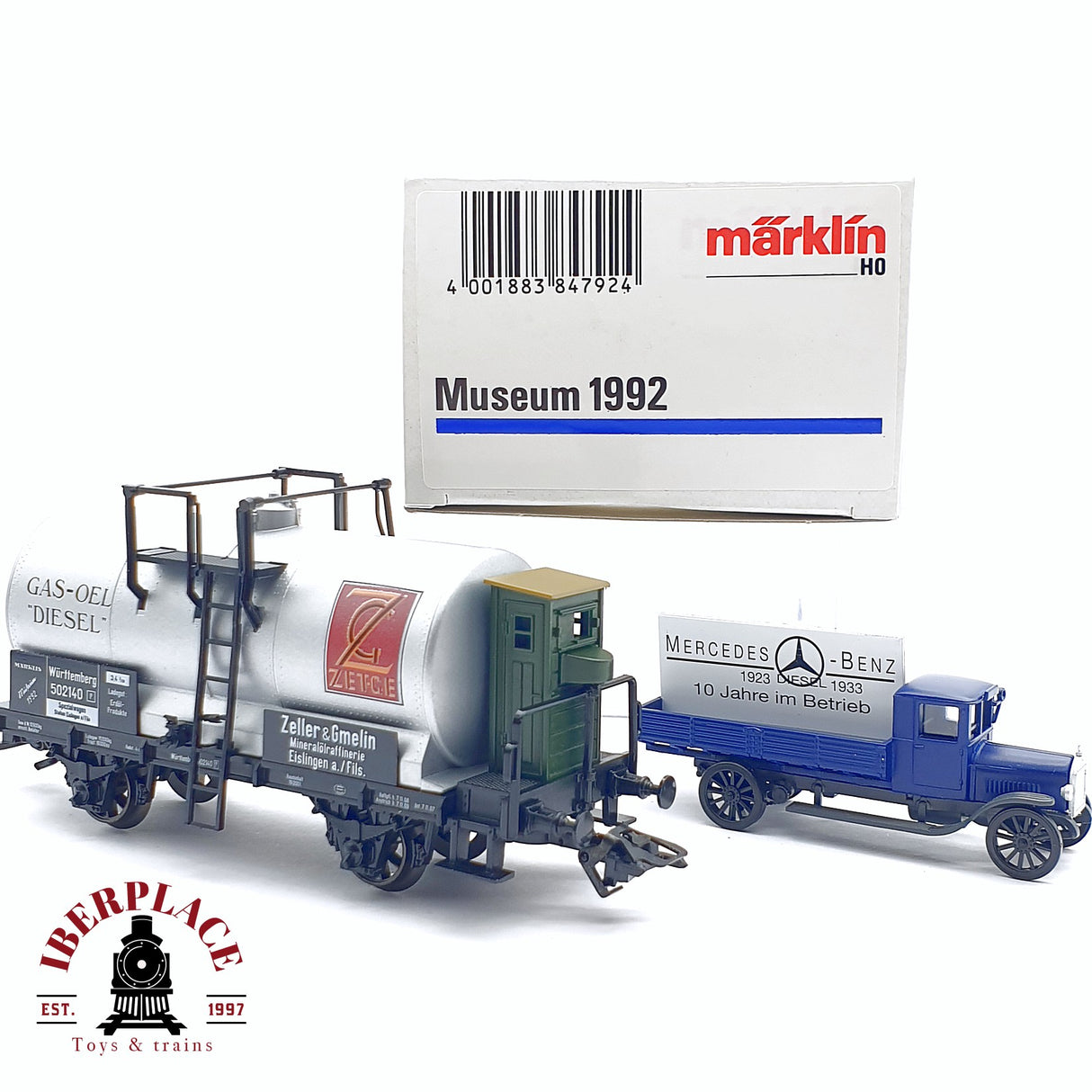 ♻️ 2da mano - Märklin Museum 1992 vagón especial Gas-oel Diesel Mercedes Benz H0 escala 1:87