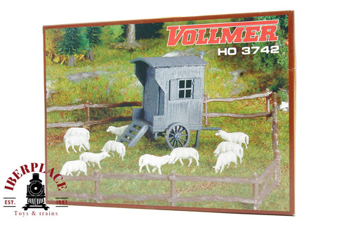 1:87 Vollmer 3742 Schäferwagen Carro de pastor y rebaño de ovejas H0 escala ho 00