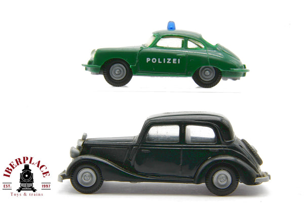 1/87 Praline 2x coches Mercedes Benz MB Porsche Policia ho 00 Automodelismo