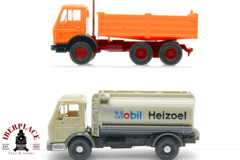 1/87 WIKING 2x camiones Mercedes Benz MB Mobil Heizoel ho 00 Automodelismo