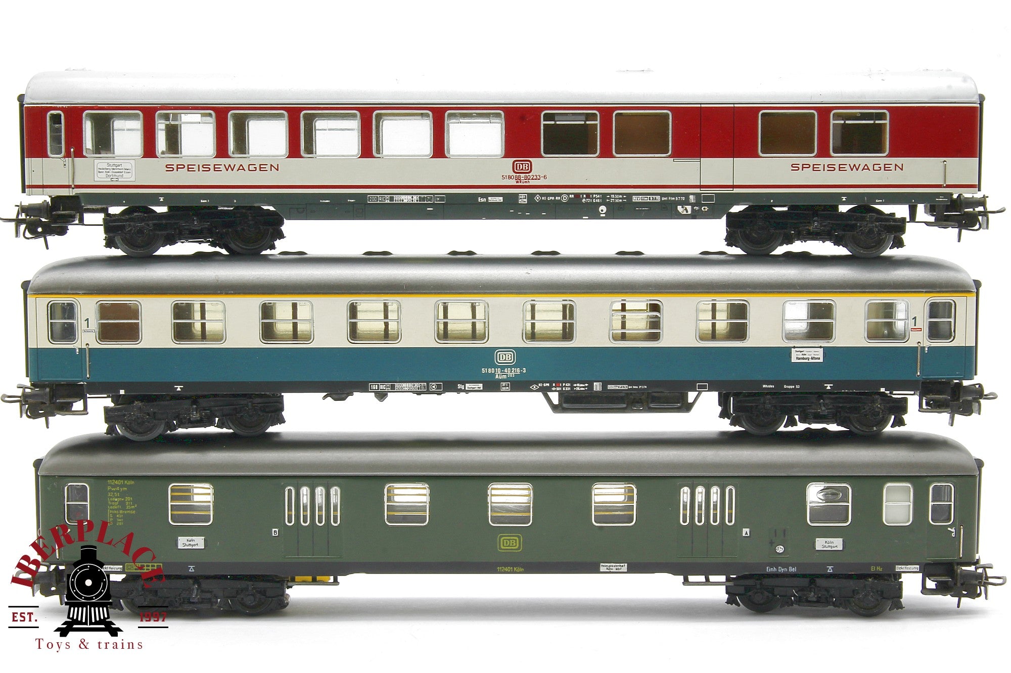 1:87 AC Märklin 3x vagones pasajeros y restaurante en metal DB H0 Escala ho 00