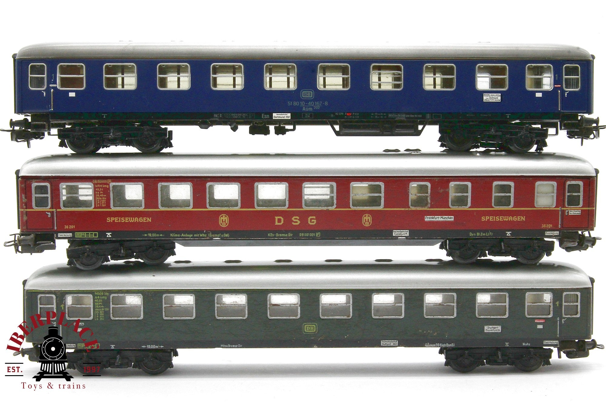 1:87 AC Märklin 3x vagones pasajeros y restaurante en metal DB DSG H0 Escala ho 00