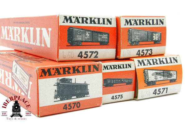 1:87 AC Märklin 5x 4570 4575 4571 4573 4572 vagones mercancías USA tren en metal H0 Escala ho 00