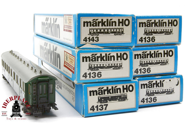 1:87 AC Märklin 7x 4143 4136 4137 vagones pasajeros DRG Ep II H0 Escala ho 00