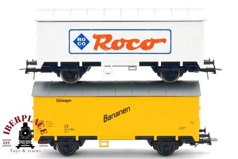 1:87 DC Roco 2x Güterwagen Kühlwagen Bananen DB vagones mercancias H0 escala ho 00