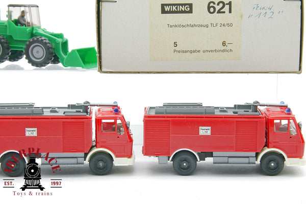 1/87 New Wiking 621 Tanklöschfahrzeug TLF 24/50 & Schaufel Lader  bomberos y pala cargadora H0 00 escala