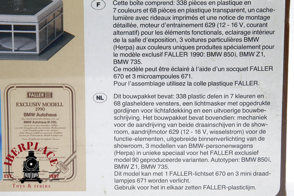1:87 Faller 390 BMW Autohaus concesionario exclusivo 1990 H0 escala ho 00