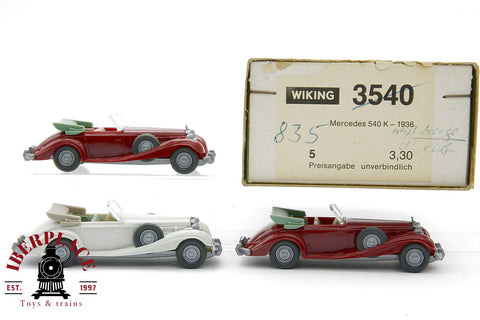 1/87 WIKING 3540 3x PKW Mercedes MB 540K - 1936 coches car ho escala