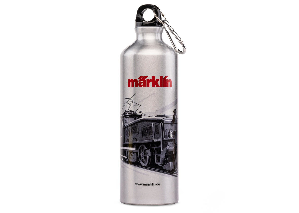 🚂 Botella de agua Märklin de aluminio 750 ml – diseño “Locomotora Cocodrilo” (plata)