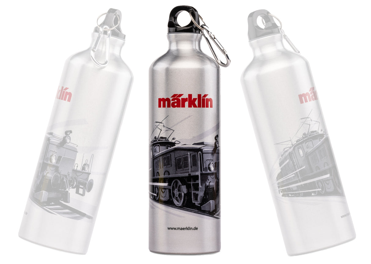 🚂 Botella de agua Märklin de aluminio 750 ml – diseño “Locomotora Cocodrilo” (plata)