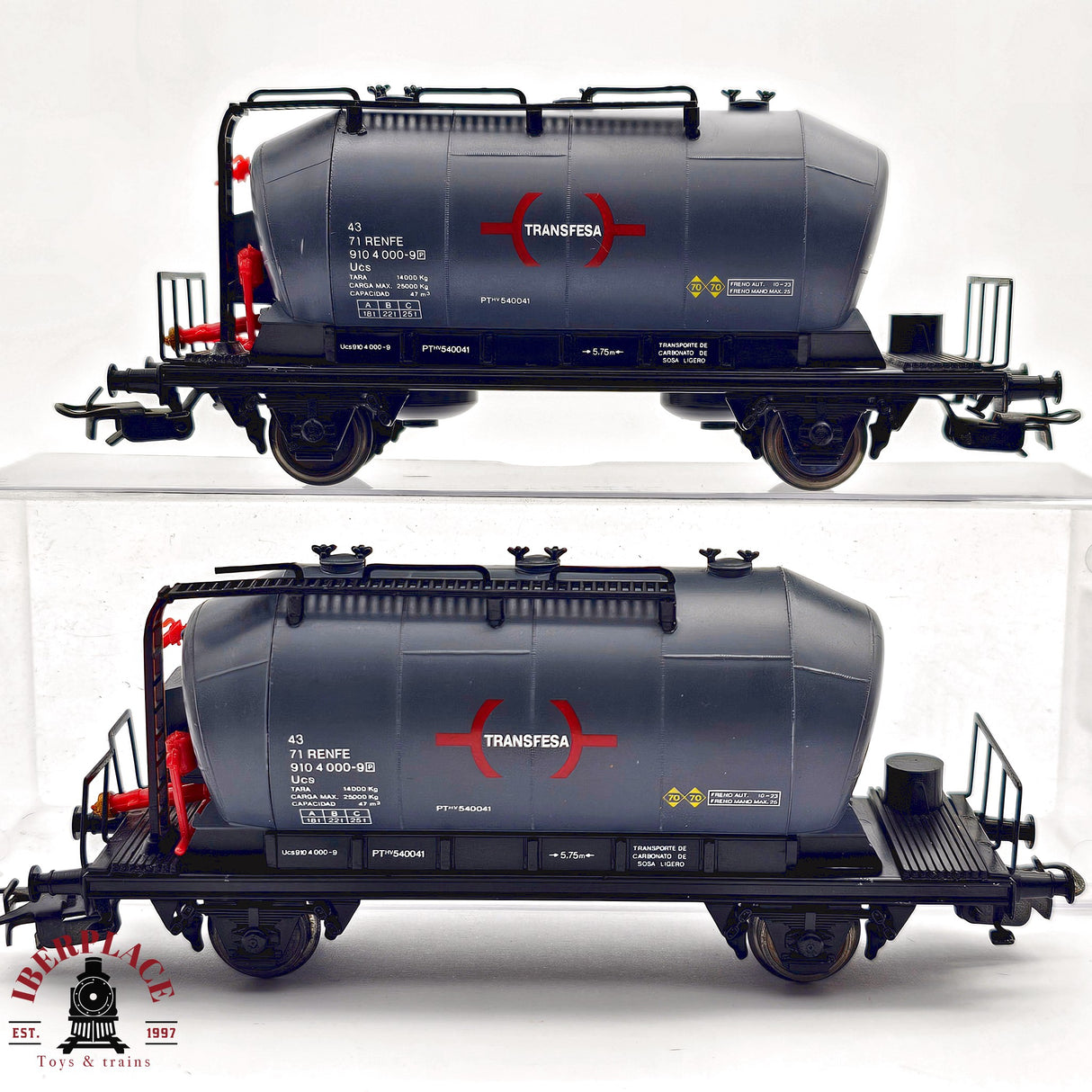 ♻️ 2da mano - 2x Vagones cisterna RENFE Transfesa H0 escala 1:87 A15