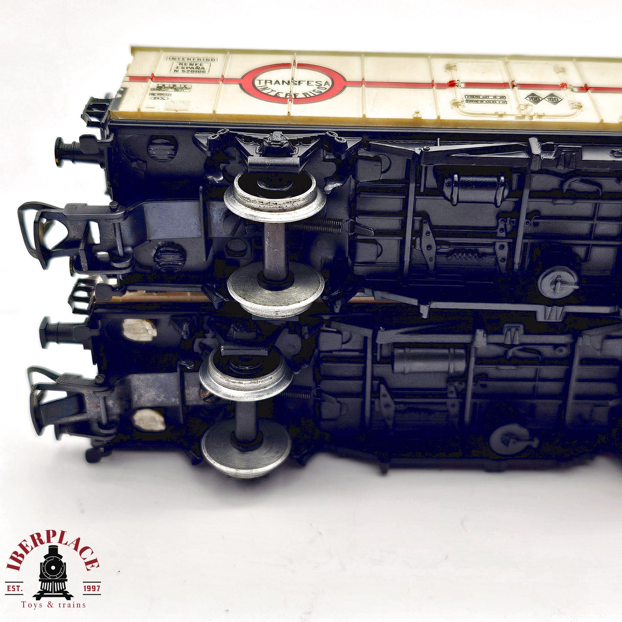 ♻️ 2da mano - 2x Electrotren vagones cerrados transfesa interfrigo RENFE H0 escala 1:87 A15