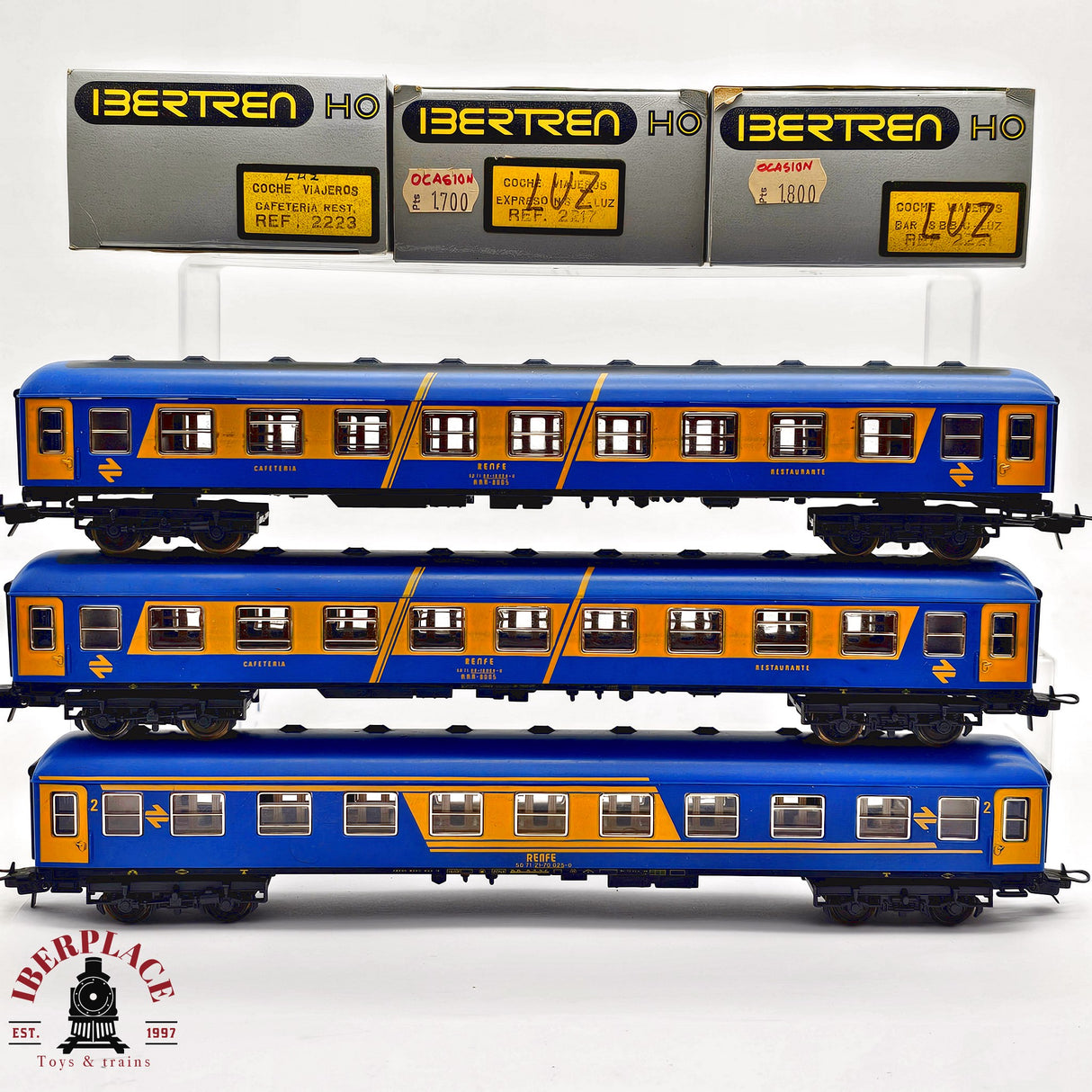 ♻️ 2da mano - DC 3x IBERTREN vagones pasajeros RENFE restaurante clase 2 H0 escala 1:87 A15